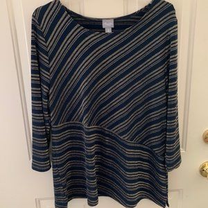Chico's Travelers Gold and Navy Women's Top.  Size 2